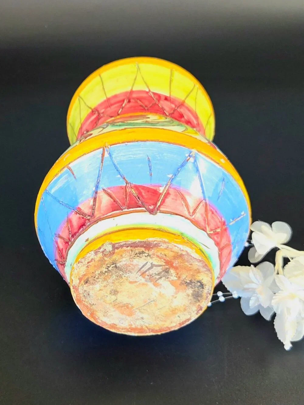 Vintage Italian Majolica Pottery Vase – Hand Painted – Signed – Colorful